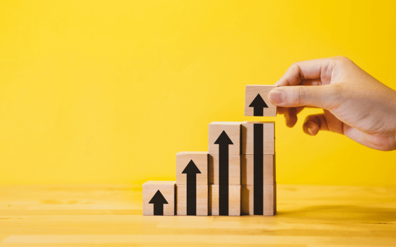 Ascending graph built with wooden building blocks