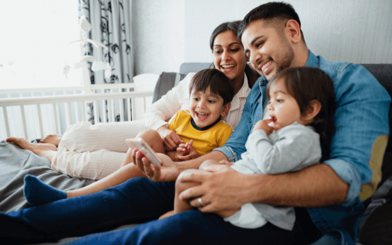 Family watching video on phone on WISP sector
