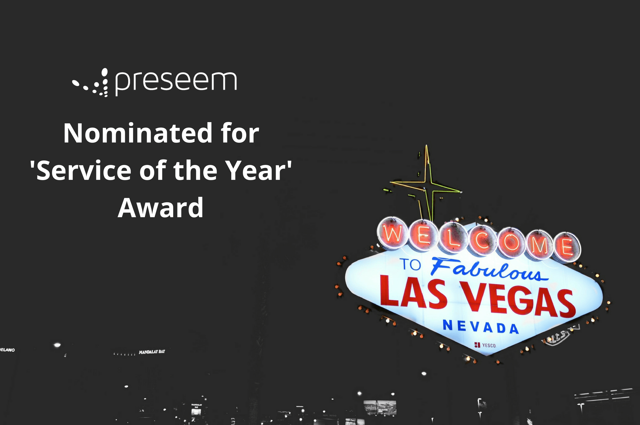 Preseem WISPA Awards announcement on picture of Las Vegas sign