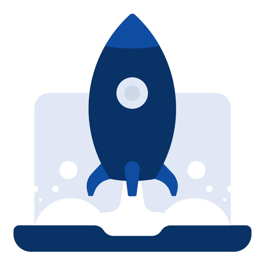 Icon showing rocket ship launching