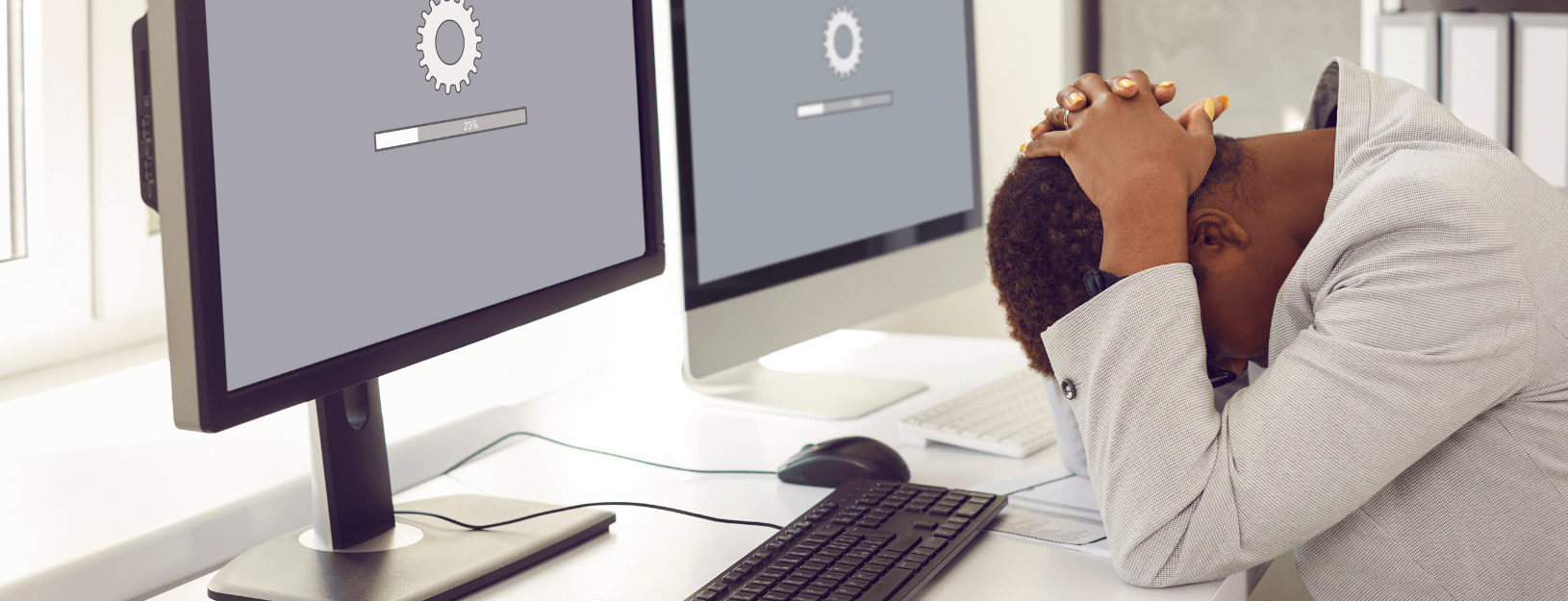 Man experiencing network congestion causing slow internet