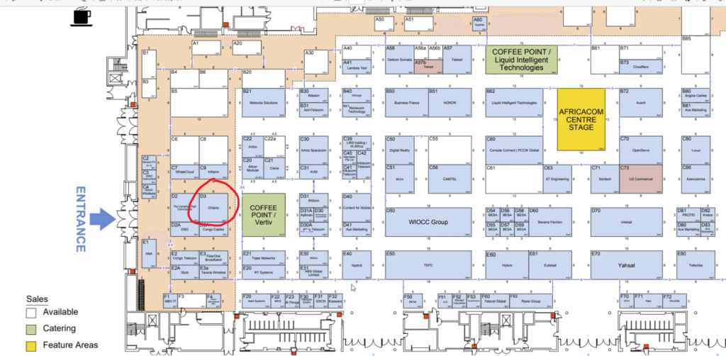 Floor map of AfricaCom 2024