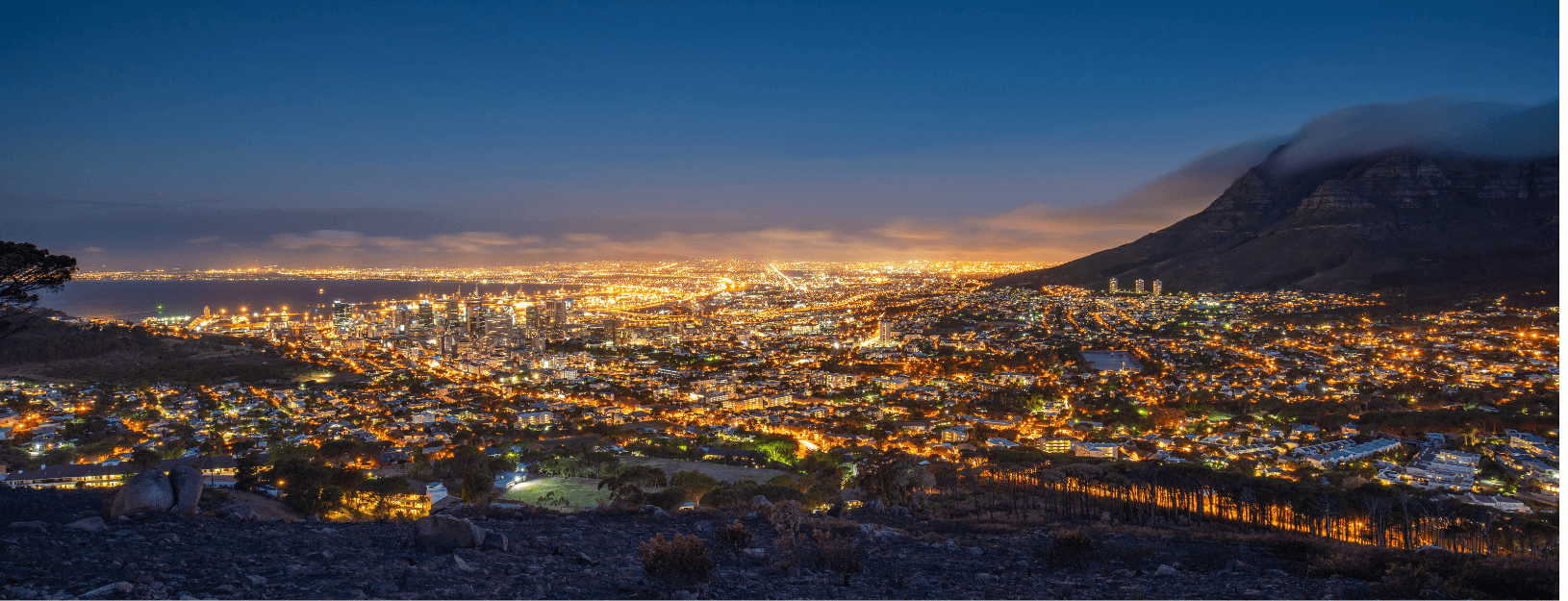 A view of Cape Town at night