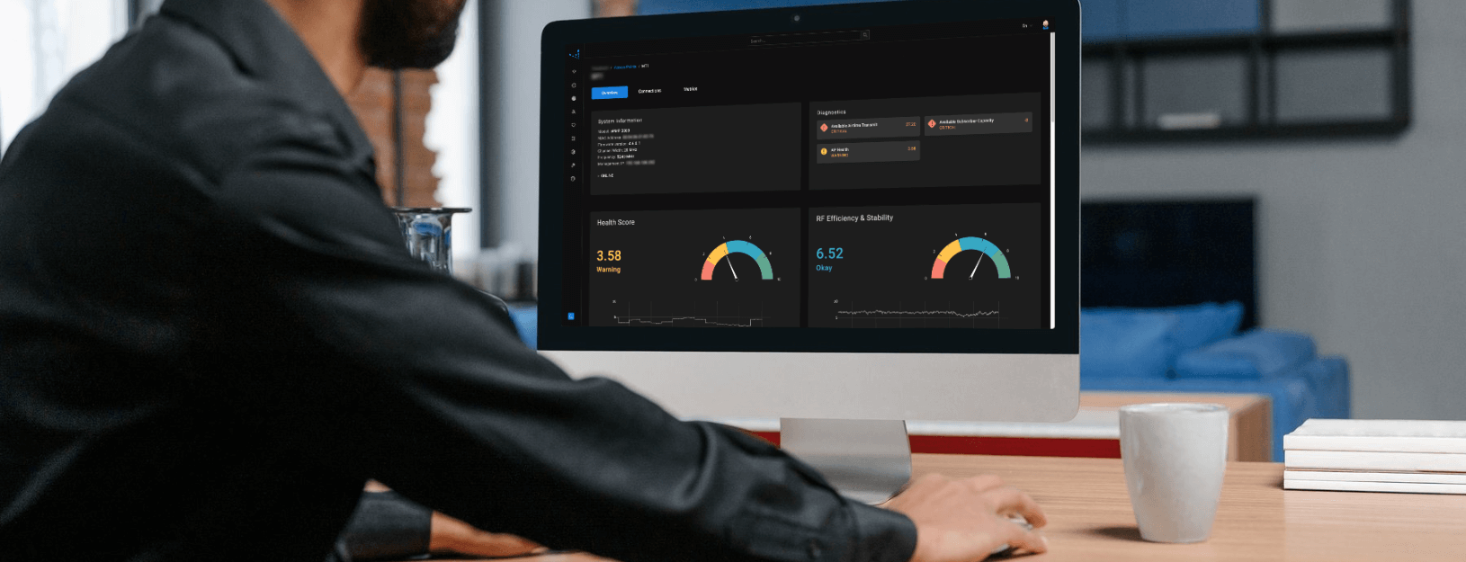 Man viewing network metrics in Preseem