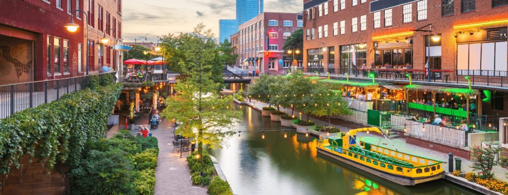 The Bricktown neighborhood in Oklahoma City