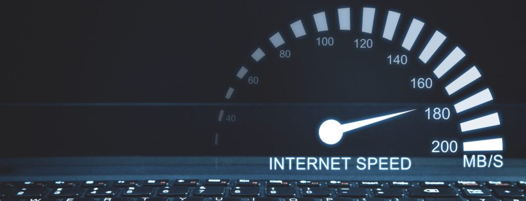 Graphic showing an internet speed test in megabytes per session